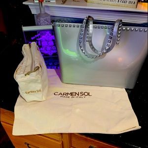 Carmen Sol Italian Silver Tote